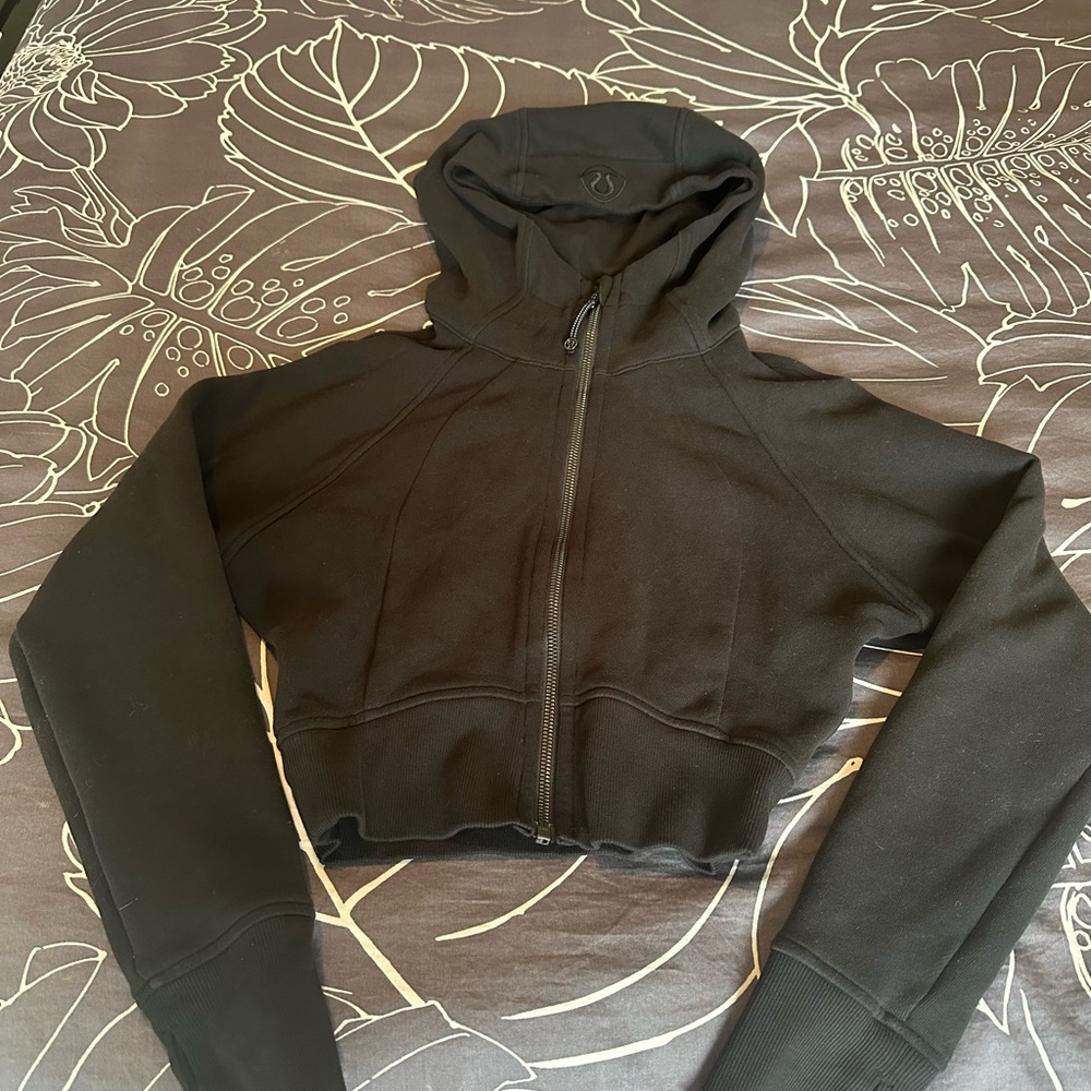 Lululemon Athletica Black Cropped Scuba Zip-Up Hoodie